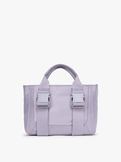 CALPAK Fit Gym Crossbody Bag in light purple Iris front view with white background; ABF2601-IRIS view 1