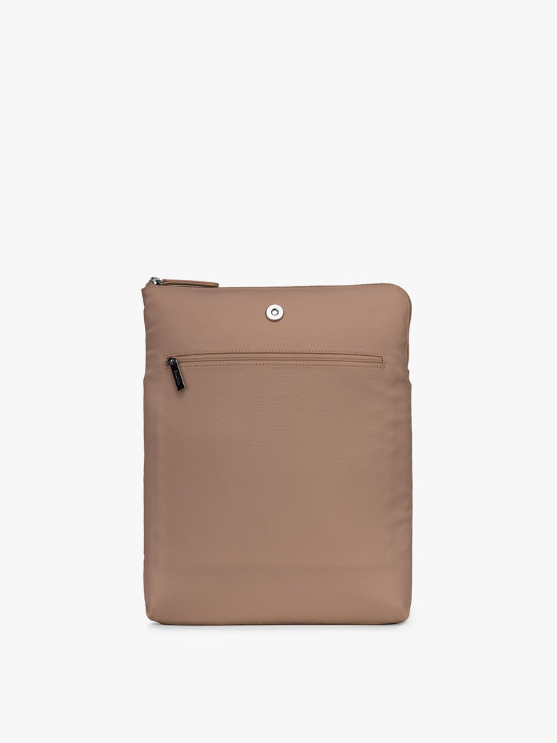 CALPAK Haven 14" Haven Laptop Tote in white beige Buttercream's removeable brown insert