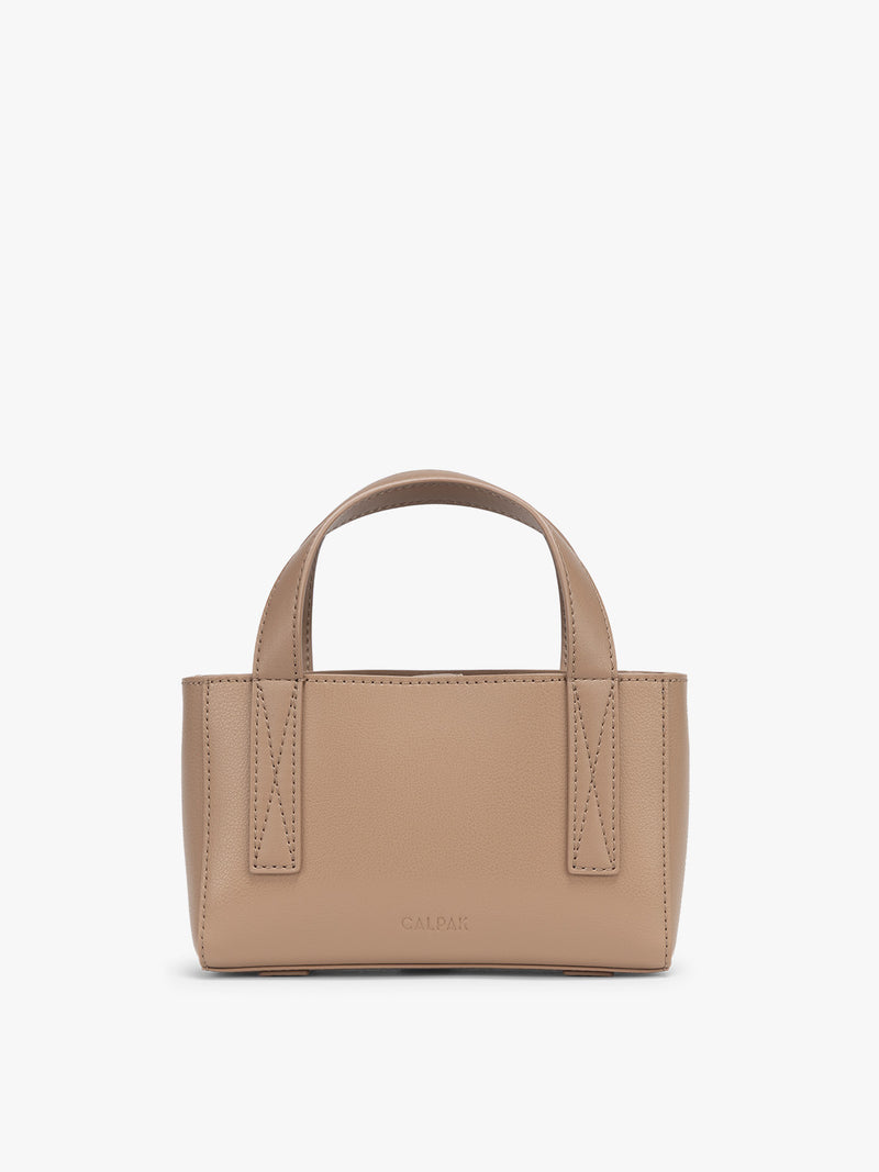CALPAK Haven Mini Crossbody Bag in beige Taupe front view