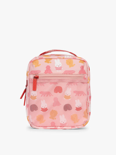 Pink organizer with Miffy and zoo animals print for the CALPAK Everything Cube; ACE2401-MIFFY-PINK-ZOO-TRIP view 1