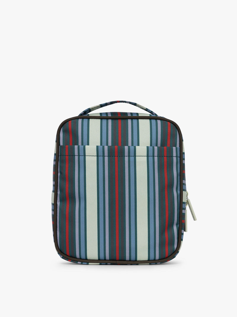 Backside of CALPAK Everything Cube in multicolor stripe