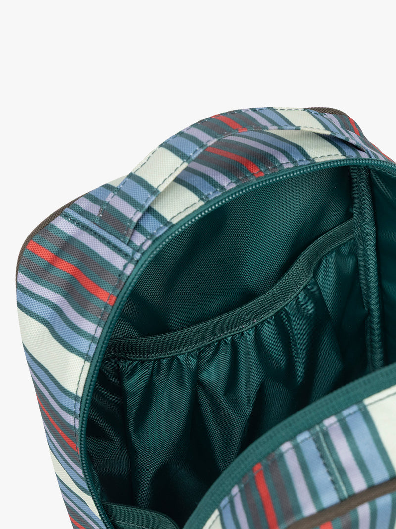 Pocket of CALPAK Everything Cube in multicolor stripe