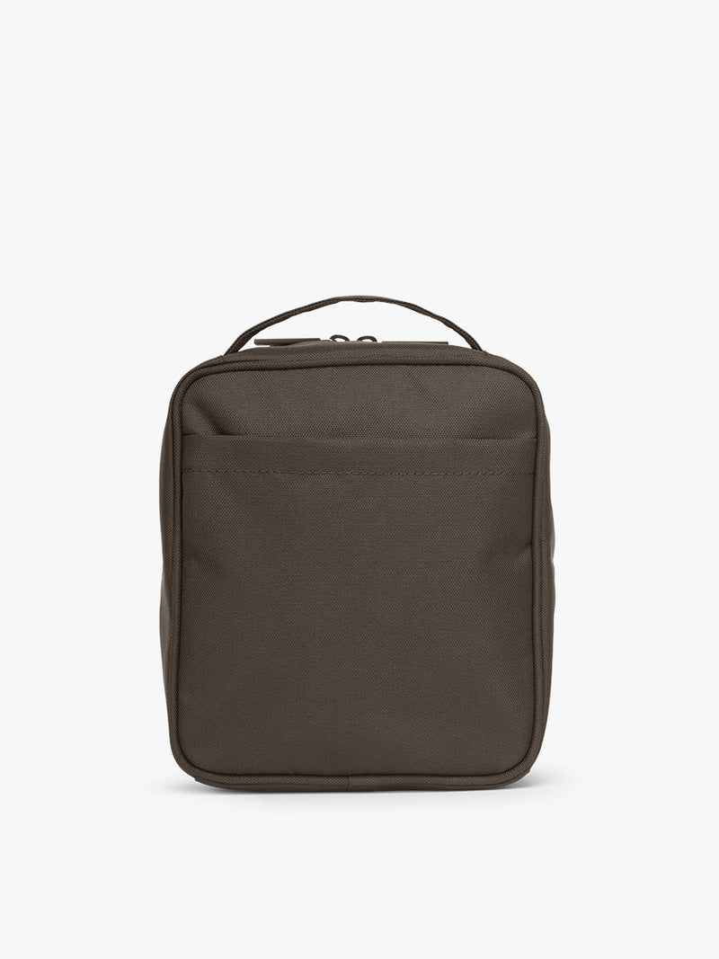 Backside of CALPAK Everything Cube in brown Mushroom