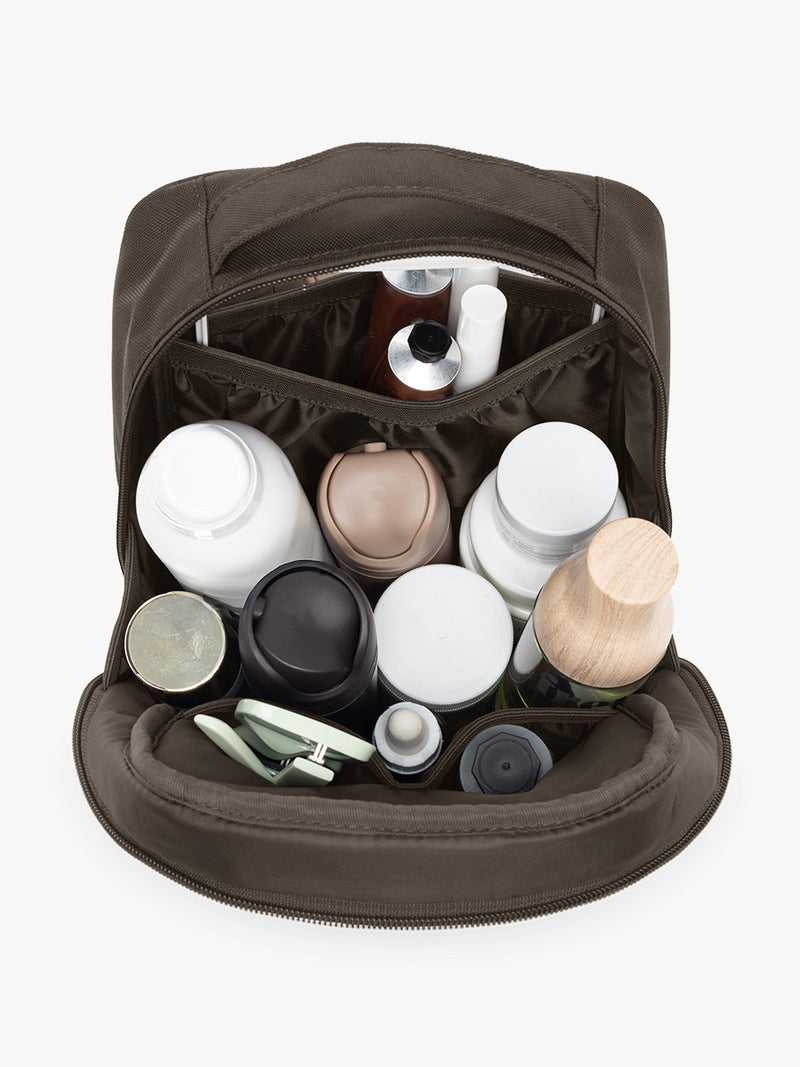 Items inside CALPAK Everything Cube in brown Mushroom