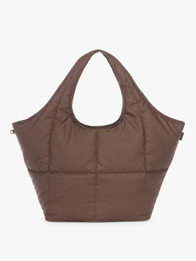 CALPAK Luka Everything Laptop tote in brown Walnut with shoulder strap on a white background; AET2601-WALNUT view 1