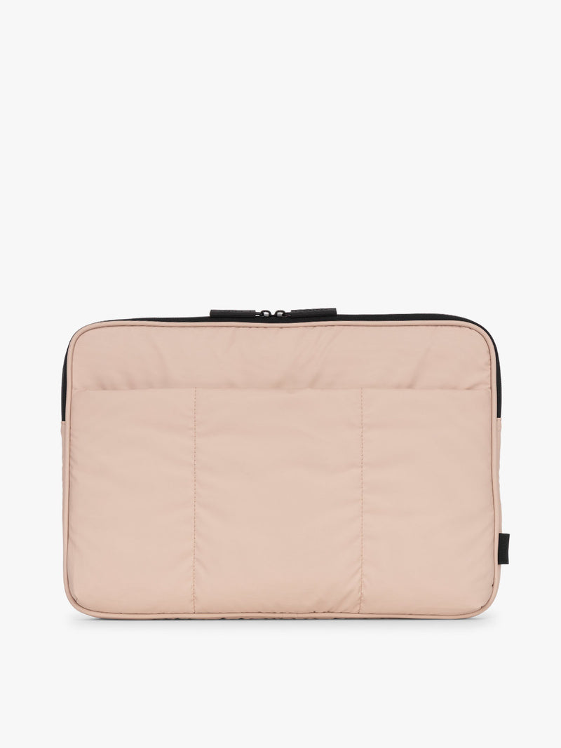 CALPAK Luka 17-in Padded Laptop Sleeve in light pink Rose Quartz with puffy exterior