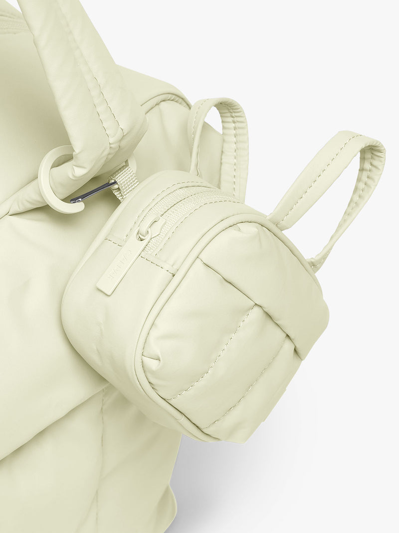Attached CALPAK Luka Duffel Zip Bag Charm in light green Celadon
