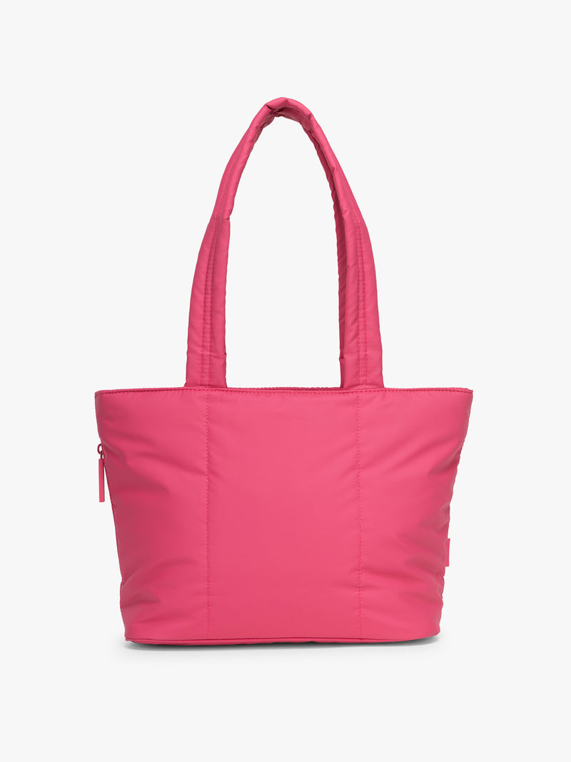 CALPAK Luka Mini Tote in bright pink Dragonfruit on a white background