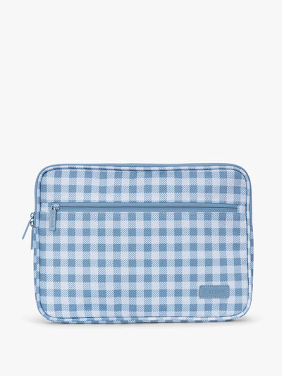 CALPAK Padded Laptop Sleeve 13 in white and blue gingham print in French Blue Gingham; ALP2213-FRENCH-BLUE-GINGHAM view 1