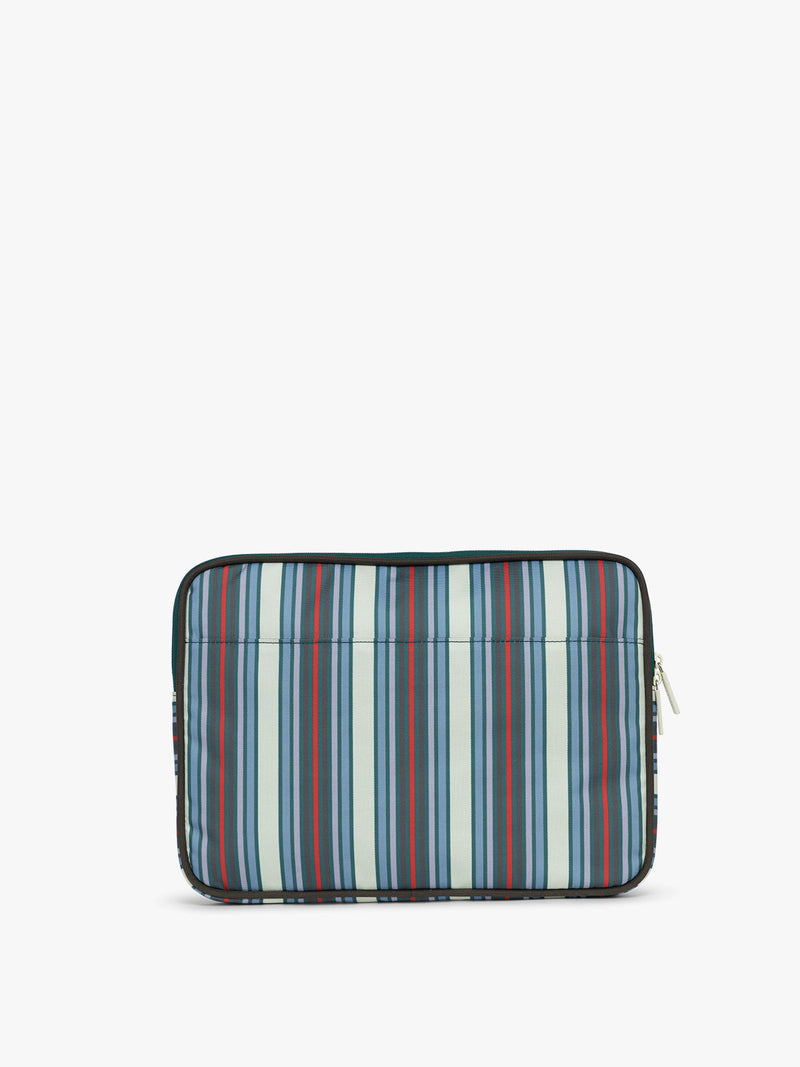 Backside of CALPAK 13"-14" Padded Laptop Sleeve in multicolor stripes