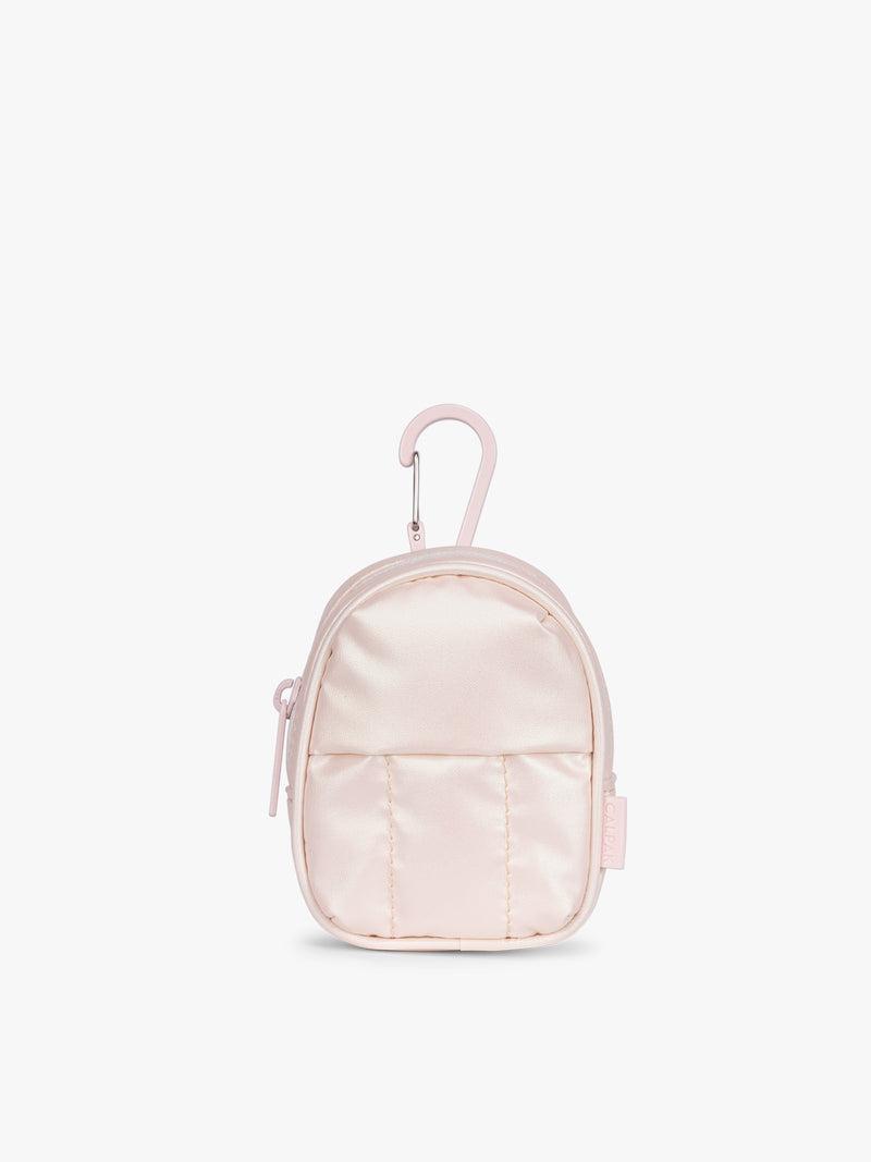 CALPAK Luka Backpack Zip Bag Charm in light pink Pearlescent