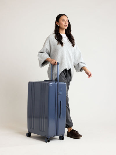 CALPAK Ambeur Large Luggage in dark blue metallic Indigo; LAM1028-INDIGO view 2