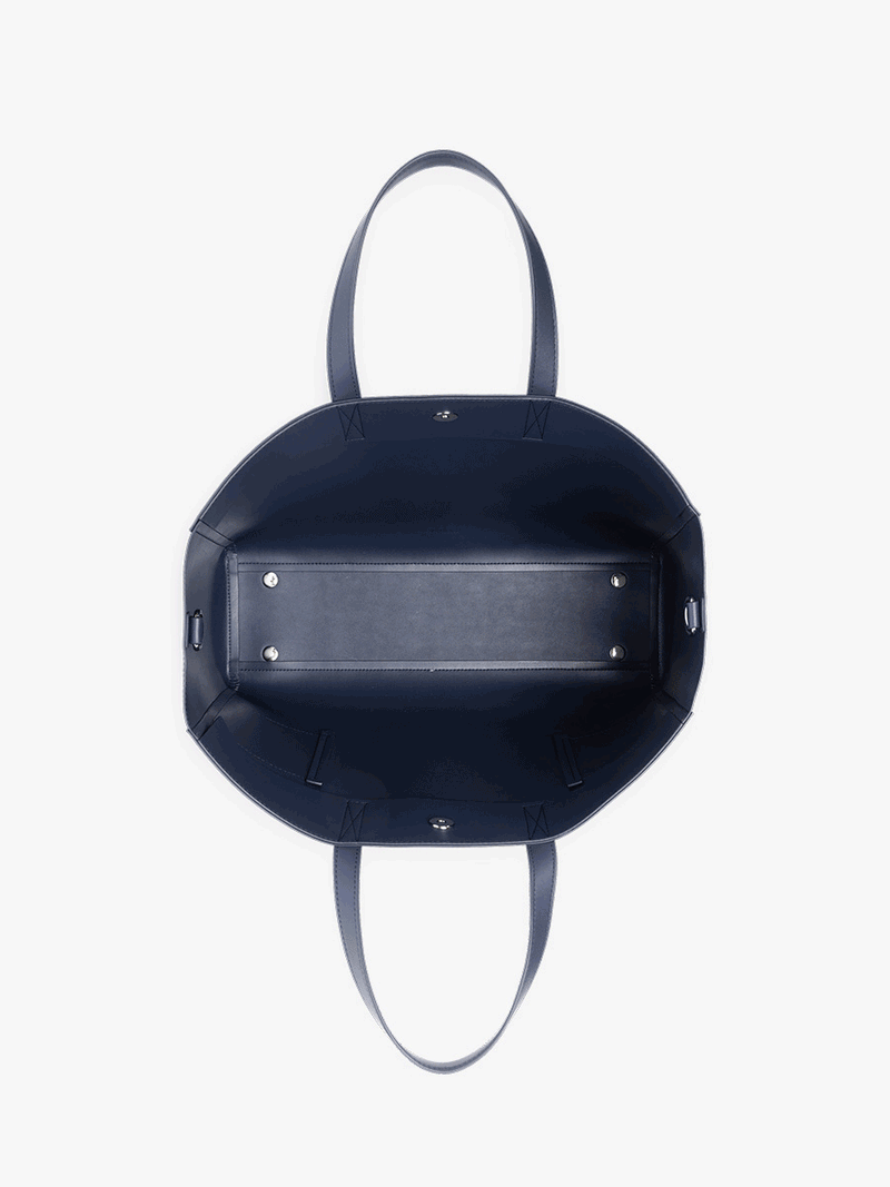 Opened gif of CALPAK Haven 16" Laptop Tote in dark blue Navy