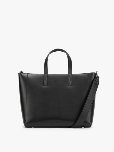 CALPAK Haven 15 inch Laptop Tote in black front view; ATS2501-BLACK view 1