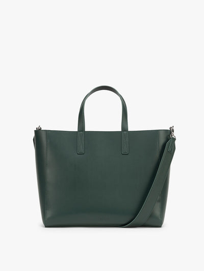 CALPAK Haven 15 inch Laptop Tote in dark green Forest front view; ATS2501-FOREST view 1
