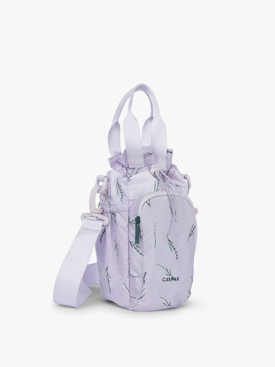 CALPAK Water Bottle Holder in lavender purple with lavender flower print ; AWH2101-LAVENDER-BLOOM view 1