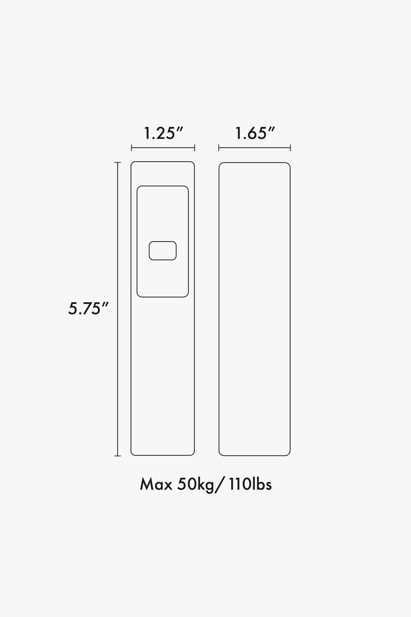 Dimensions for CALPAK Battery-Free Luggage Scale "1.25x5.75"