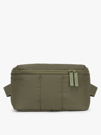 CALPAK Luka Belt Bag in dark green Pine front view; BB1901-PINE view 1