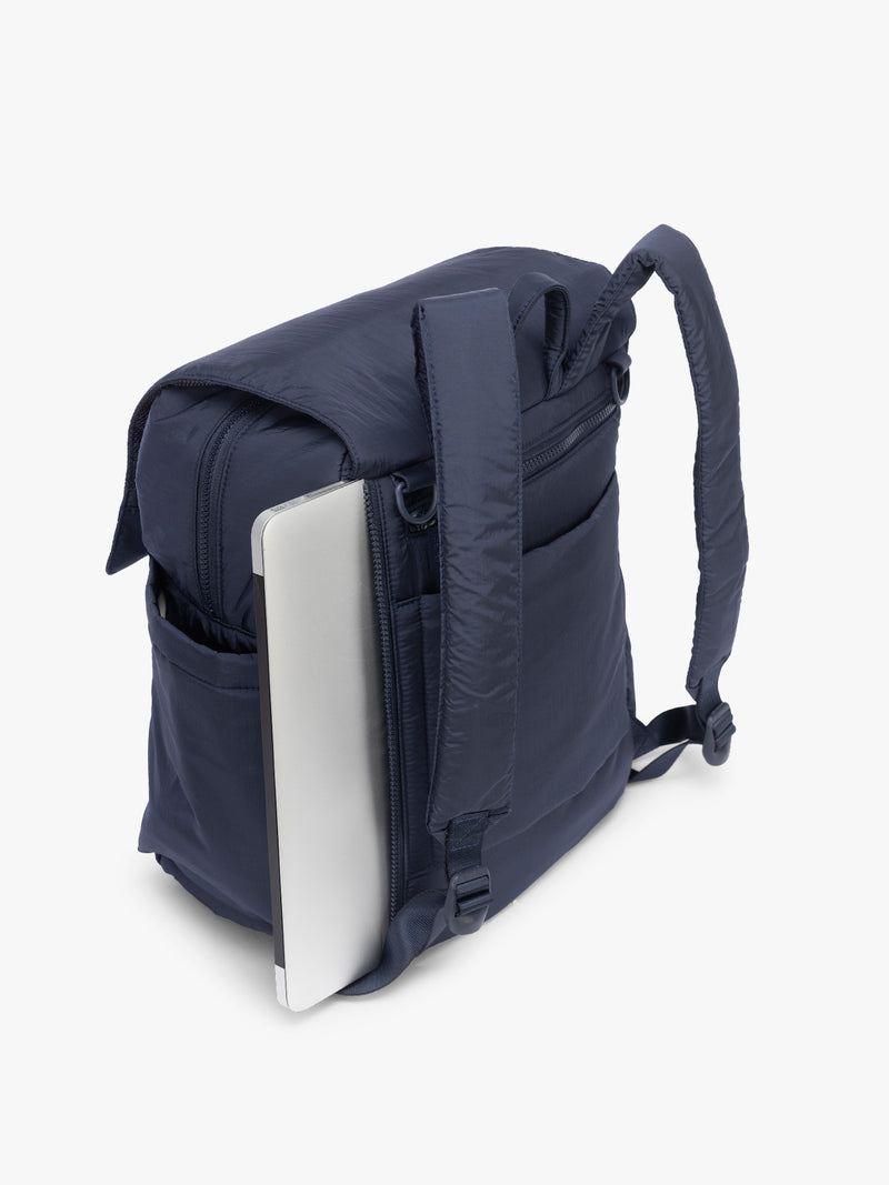Laptop sleeve of CALPAK Diaper Backpack in blue Navy