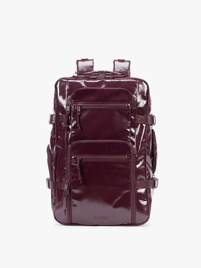 CALPAK Terra 26L Laptop Backpack in dark red Dark Cherry with multiple pockets on a white background; BPH2201-DARK-CHERRY view 1