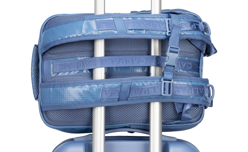 CALPAK Terra Laptop Backpack with trolley sleeve strap in glacier
