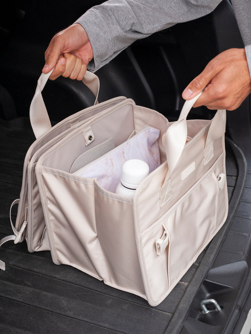 CALPAK car storage box for trunk in cream dune; ACO2001-DUNE