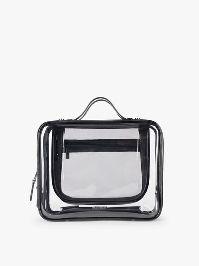 CALPAK Large Clear Cosmetics Case in black Glazed Black; CCC2001-GLAZED-BLACK view 1