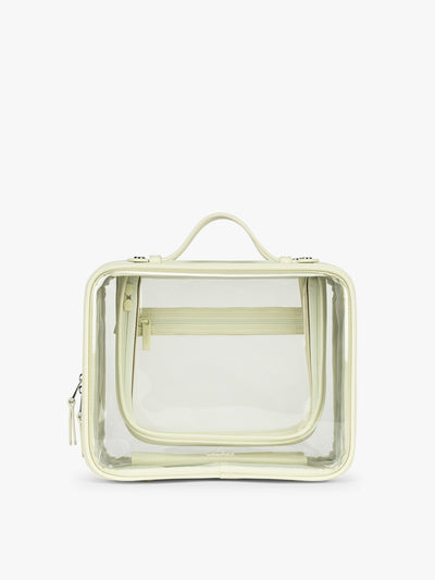 CALPAK Large Clear Cosmetic Case in light green Celadon ; CCC2001-CELADON view 1