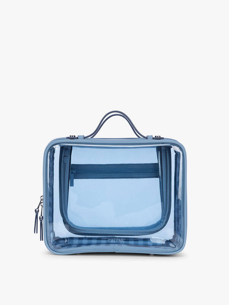 CALPAK Clear Cosmetic Case in light blue French Blue