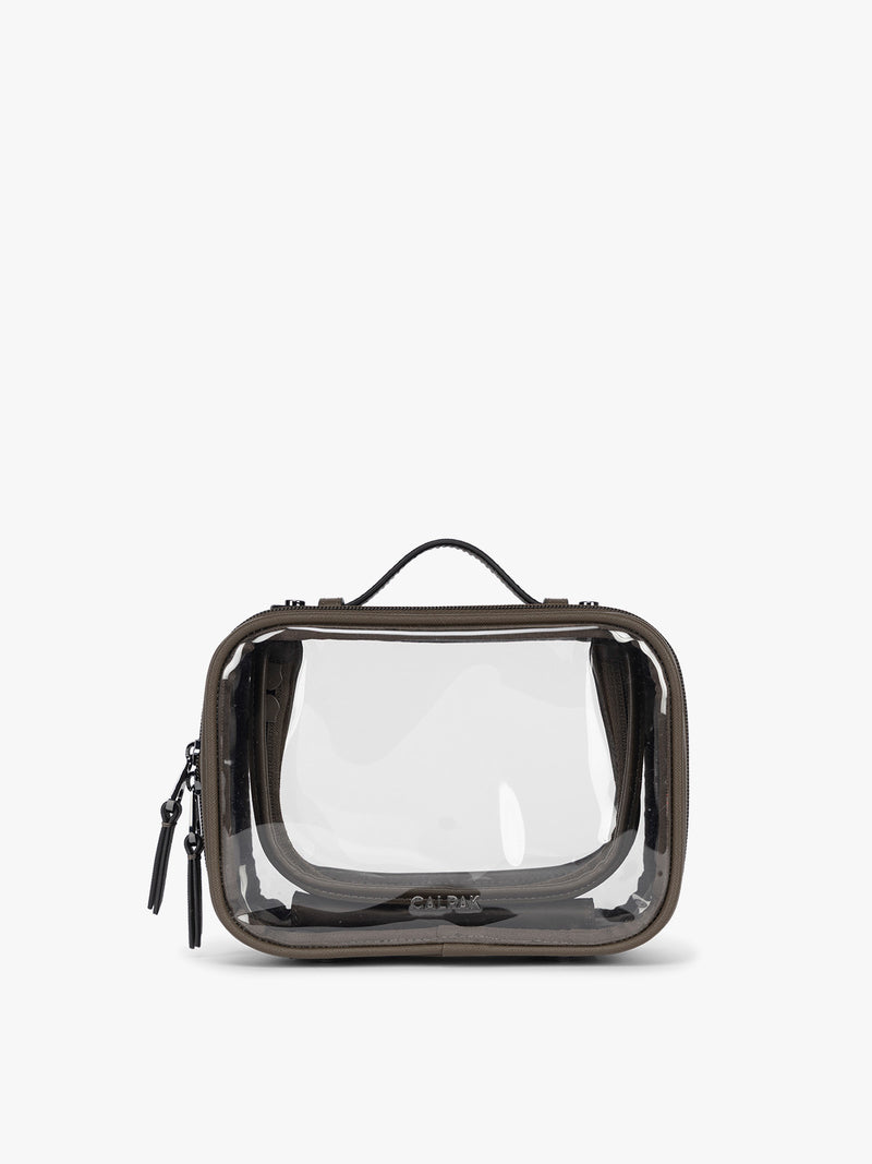 CALPAK Small Clear Cosmetics Case in brown Mushroom