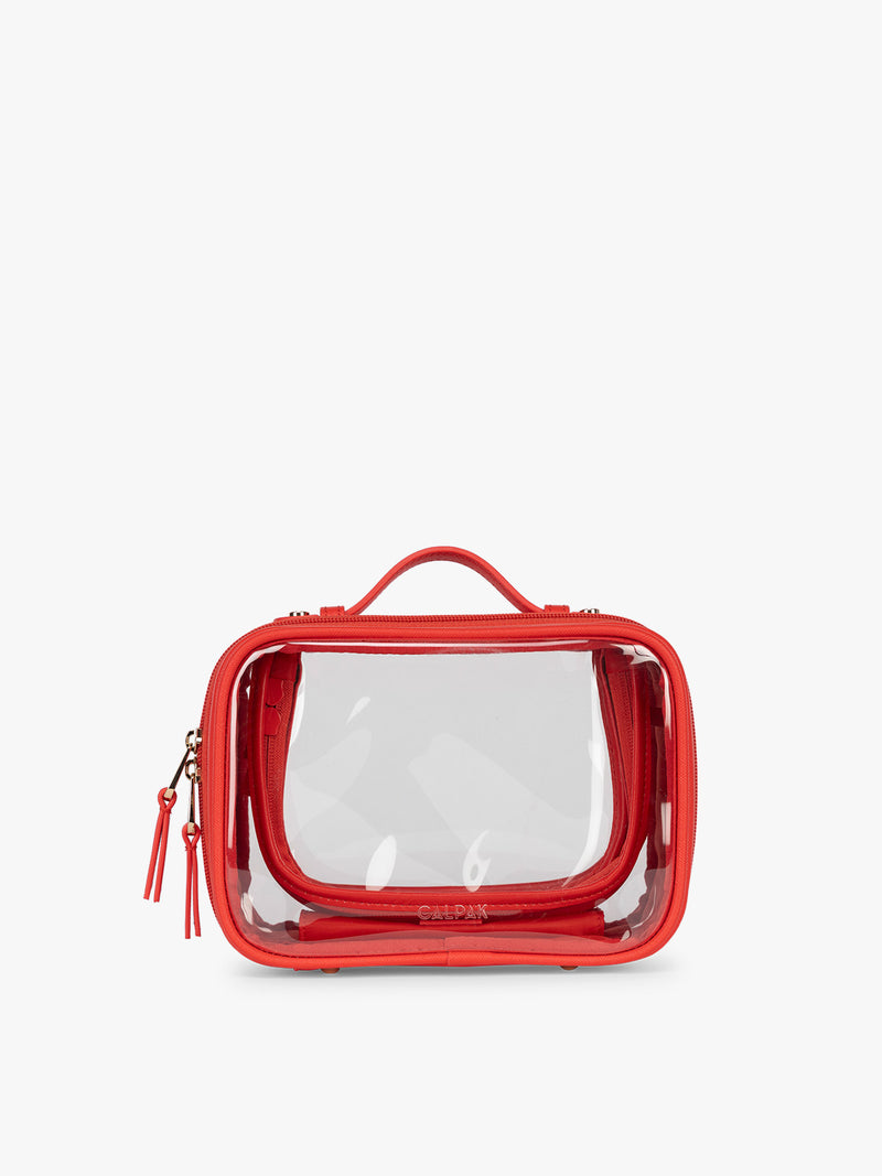CALPAK Small  Clear Cosmetic Case in red Tomato