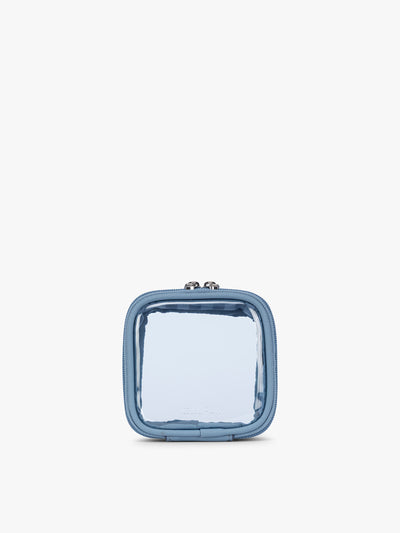 CALPAK Clear Cosmetic Case in light blue Metallic Indigo ; CCT2501-FRENCH-BLUE view 1