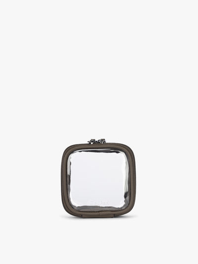 CALPAK Tiny Clear Cosmetic Case in brown Mushroom; CCT2501-MUSHROOM view 1