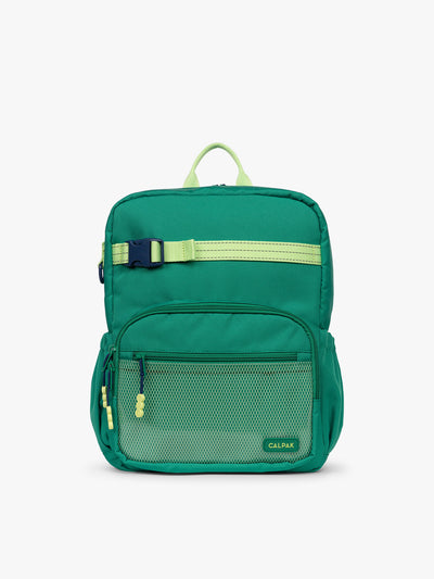 Green CALPAK Kids Medium Backpack with lime green accents on a white background; CKBM2501-GREEN view 1