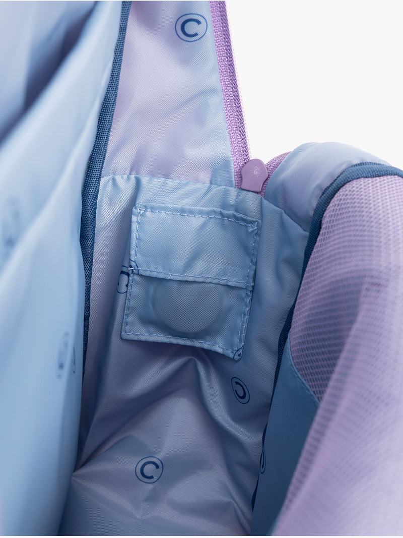 CALPAK Kids Small Backpack in lavender pink Orchid Pink with back luggage trolley sleeve