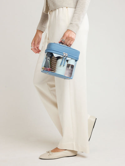 CALPAK Clear Cosmetic Case in light blue French Blue; CTC2401-FRENCH-BLUE view 2