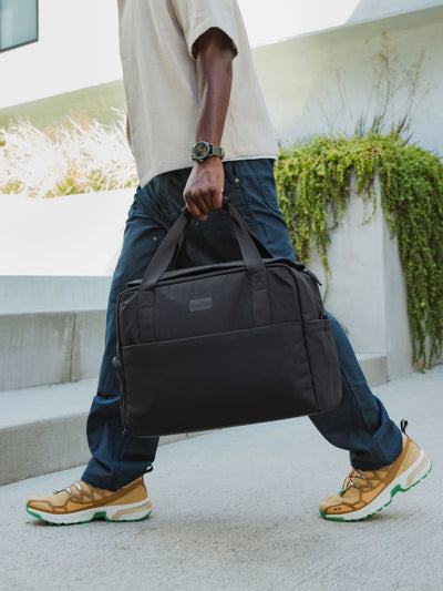 CALPAK Connect Laptop Duffel made with recycled exterior material in black; DCN2401-BLACK view 2