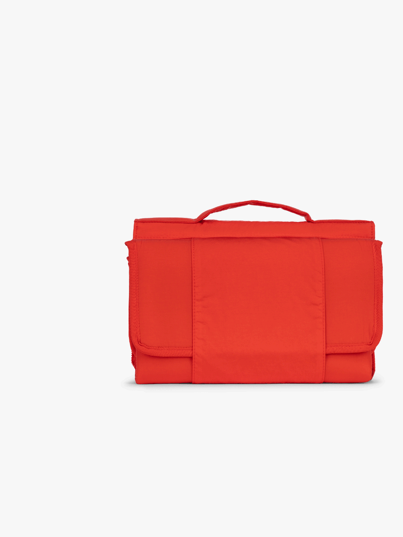 GIf of CALPAK Diaper Changing Organizer in red Tomato