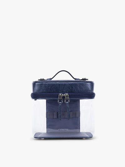 CALPAK Clear Cosmetic Case in dark blue Metallic Blue; CTC2401-METALLIC-INDIGO view 1