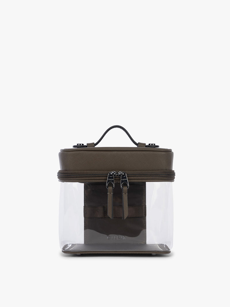 CALPAK Clear Train Case in brown Mushroom