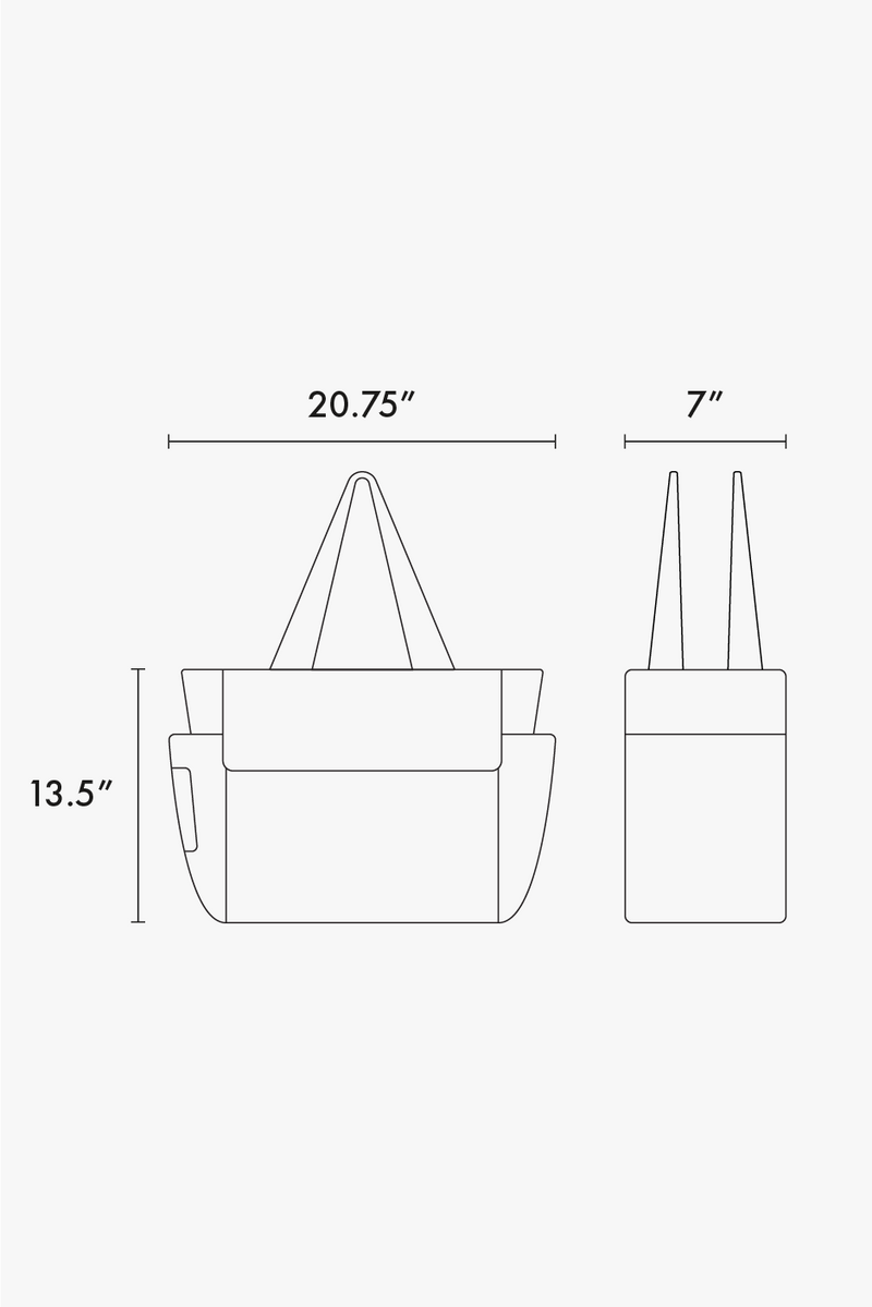 CALPAK Diaper Tote Bag with Laptop Sleeve dimensions 13.5"x20.75"x7"