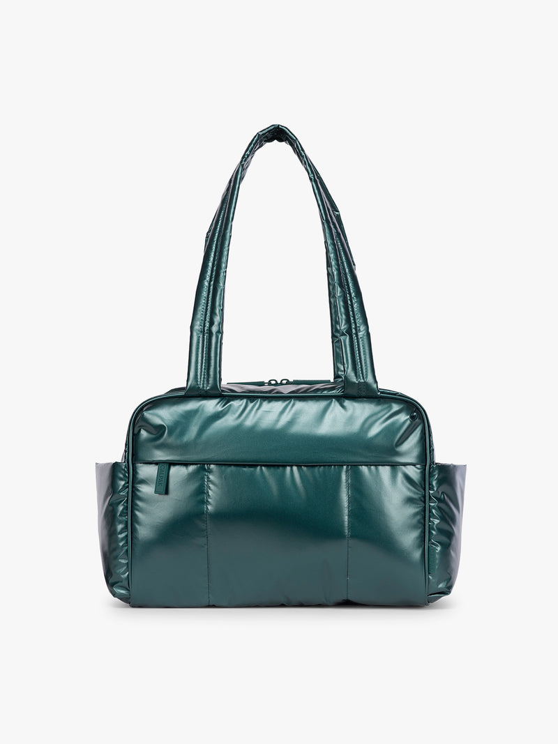 CALPAK Luka Mini Duffel in dark green shiny Glazed Kale