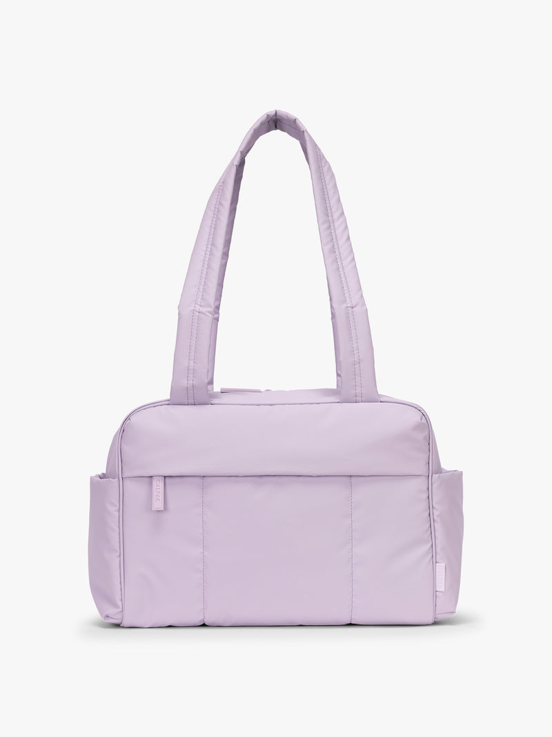 CALPAK Luka Mini Duffel in light purple Orchid on a white background