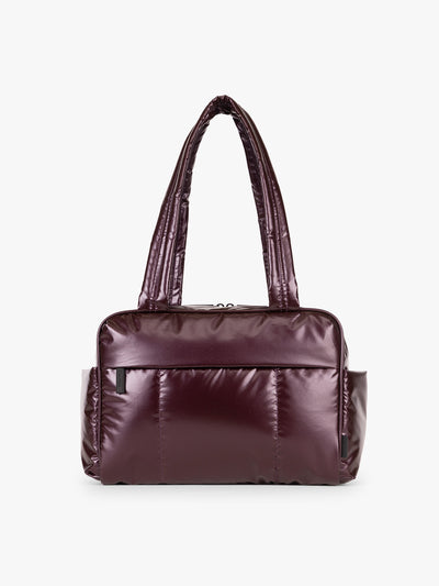 CALPAK Luka Mini Duffel in maroon Glazed Dark Cherry on a white background; DLM2501-GLAZED-DARK-CHERRY view 1