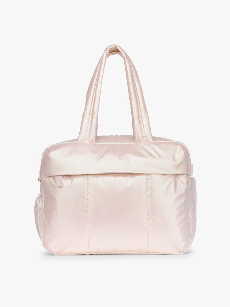 CALPAK Luka Duffel in light pink shiny Pearlescent