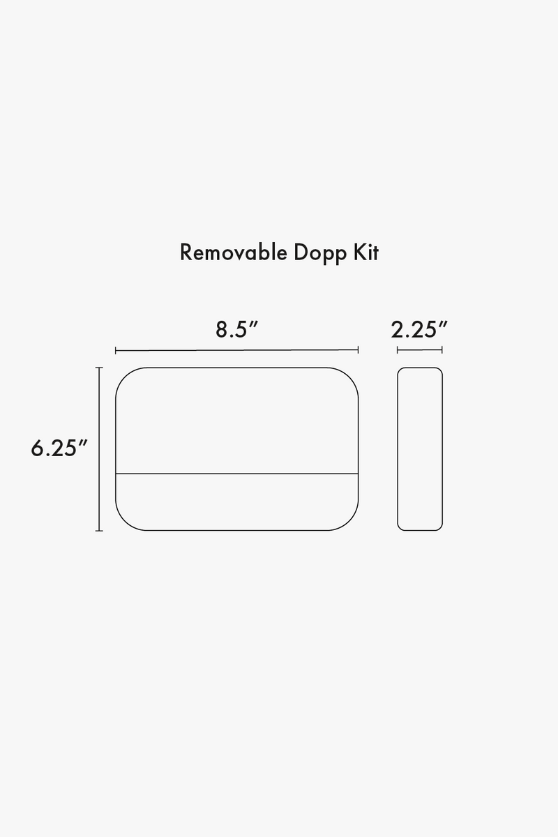 CALPAK Fit Dopp Kit line diagram drawing measuring 6.25"x8.5"x2.25"