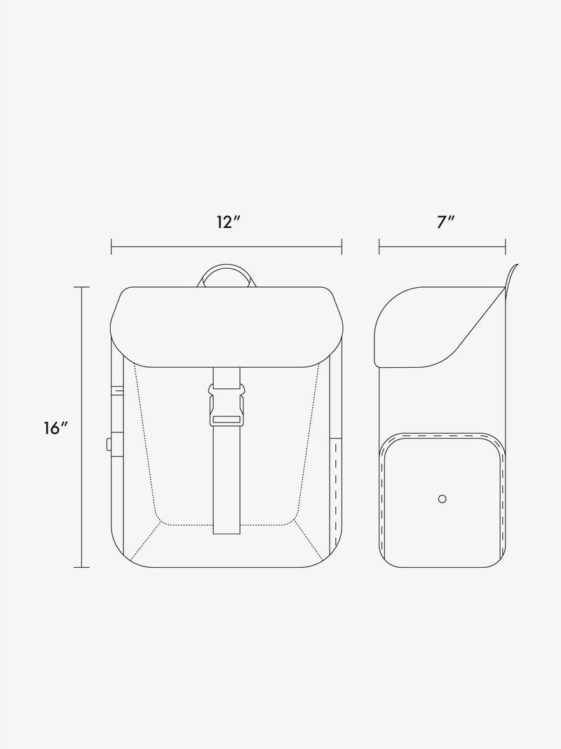 Measurement of CALPAK Fit Gym Backpack with dimensions labeled