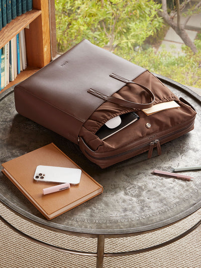 Haven laptop tote bag in espresso brown; ATO2102-ESPRESSO view 2