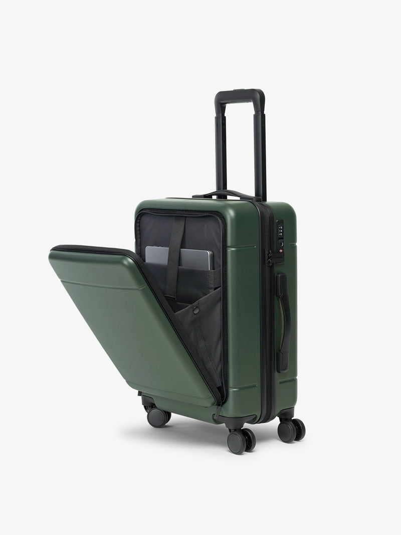 CALPAK Hue Front Pocket Carry-On Luggage with telescopic handle in green Emerald