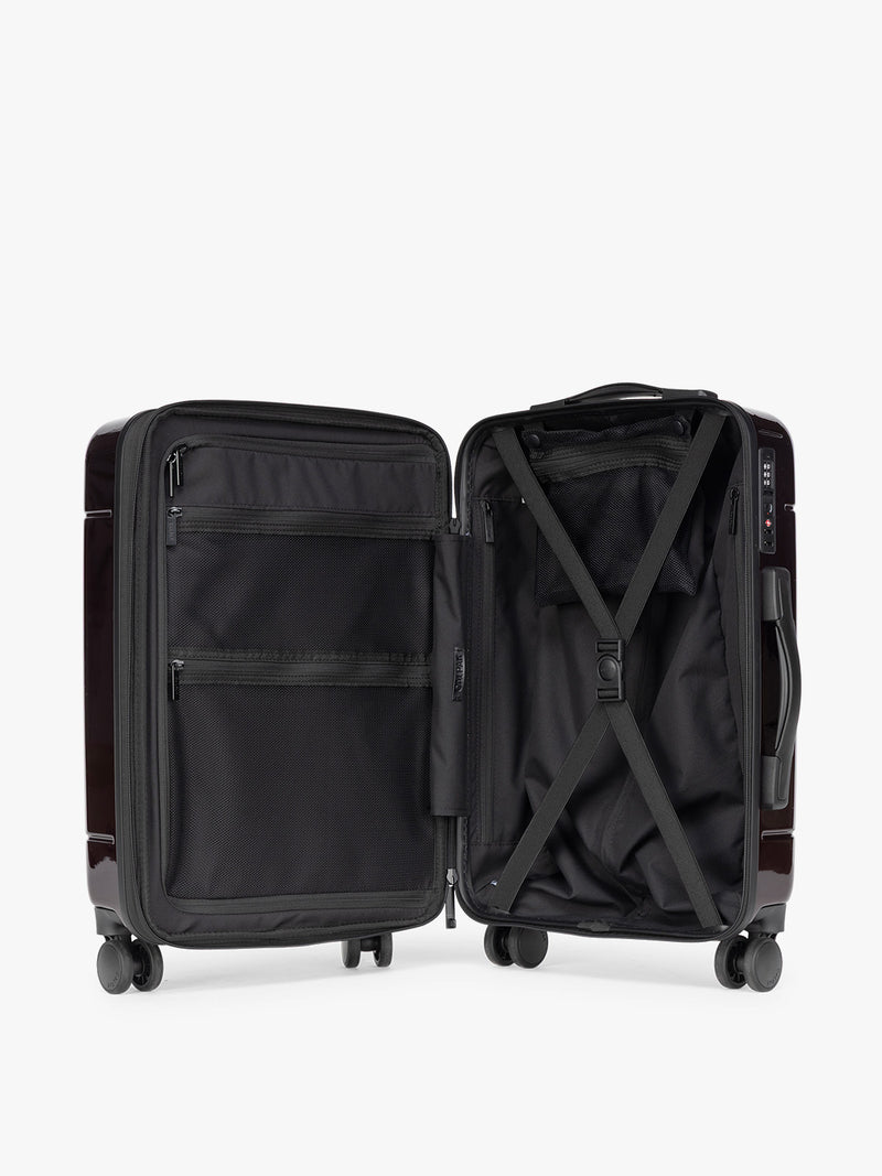 CALPAK maroon Hue Large Luggage in Glazed Dark Cherry back